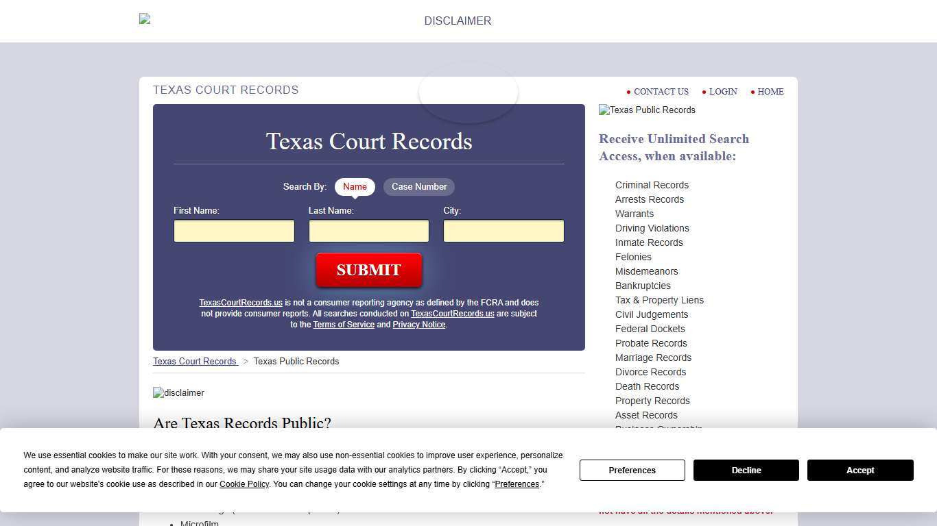 Texas Public Records | TexasCourtRecords.us